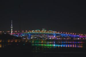 Harbour Bridge in Auckland by night